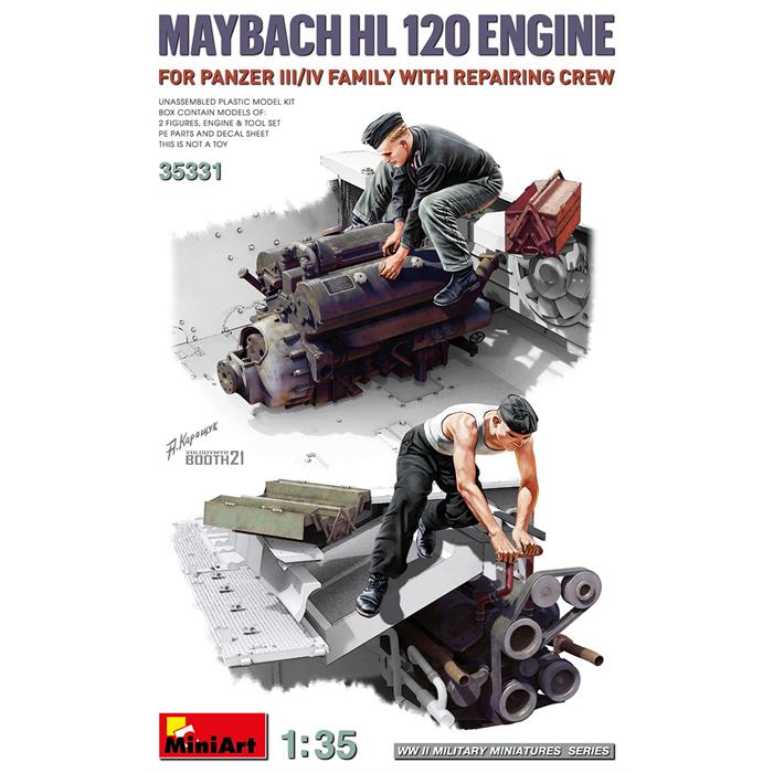 MiniArt Panzer III/IV Tür için Maybach HL 120 Motor. Tamir Ekibi ile birlikte.